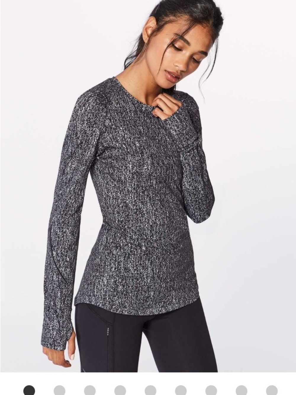 Lululemon extra mile long sleeve.running luon suited jacquard black white.